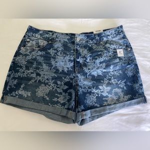 Patterned Jeans Shorts